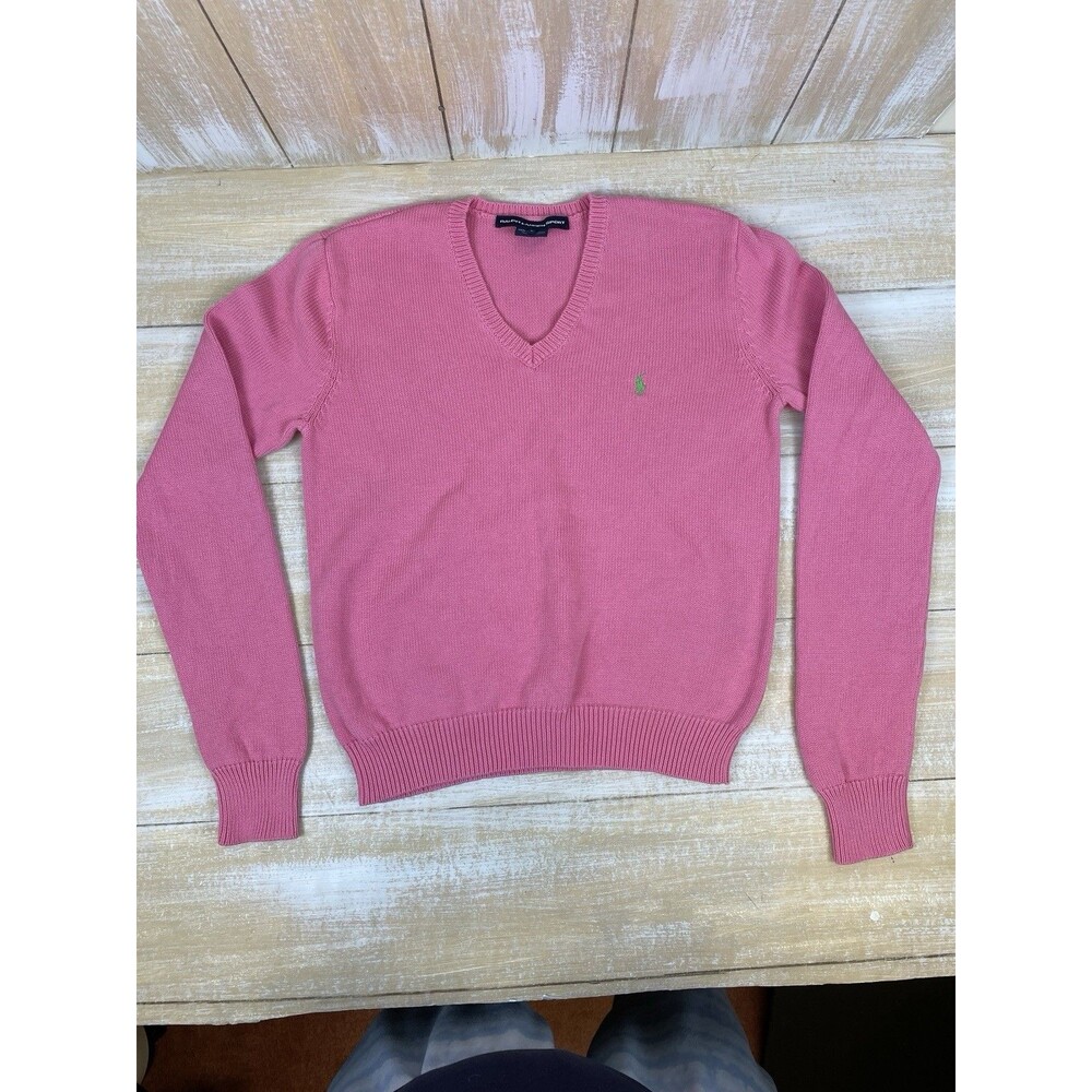 Ralph Lauren Pink V-Neck Cotton Sweater